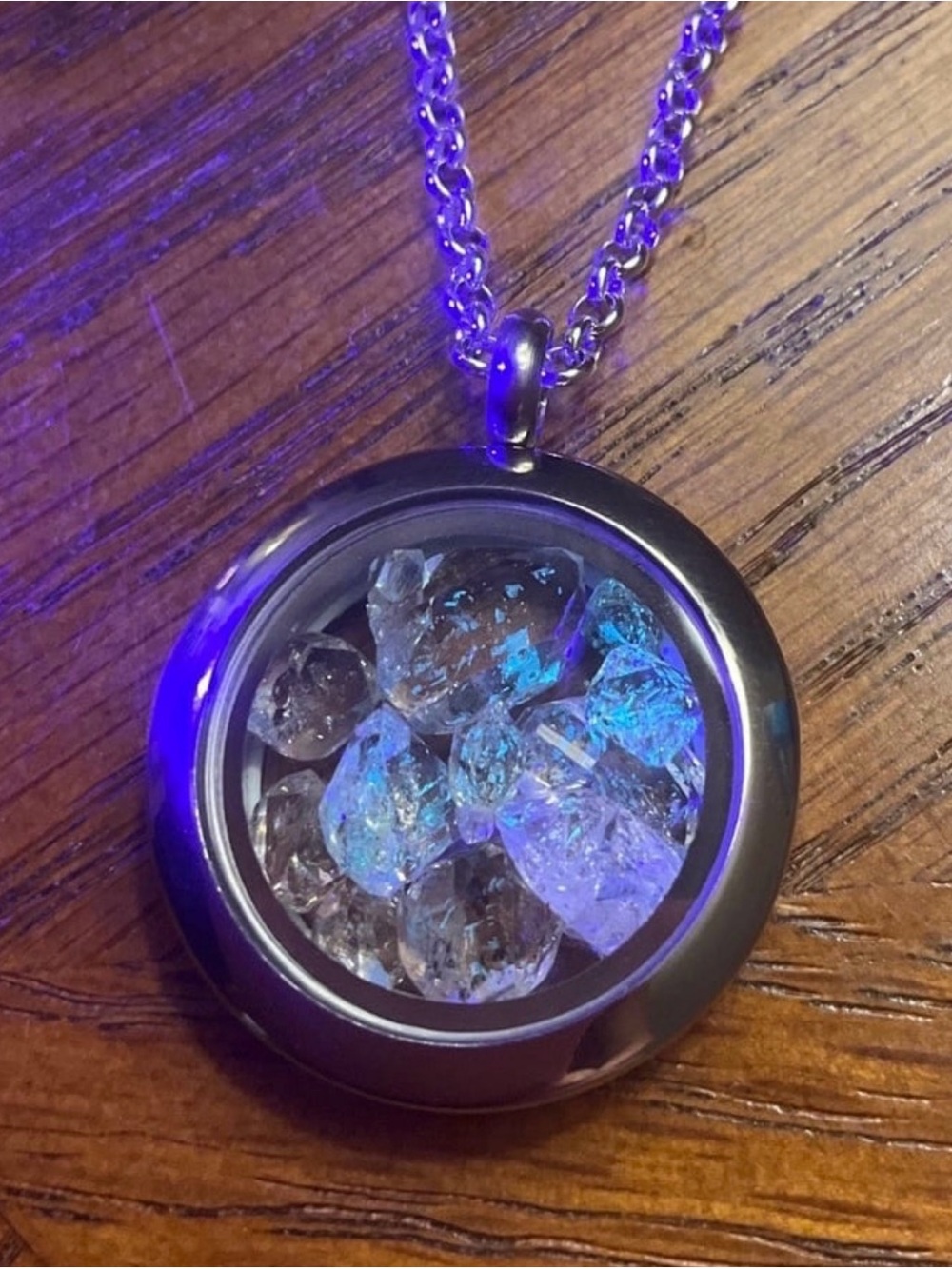 GOLDEN Herkimer Diamond Pendant Enhydro Quartz Crystal Glass Locket Necklace